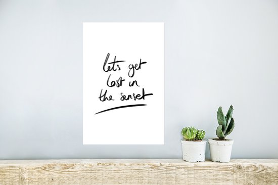 Affiche Citations - Perdons Let's au coucher du soleil - Proverbes - Voyages - 20x30 cm