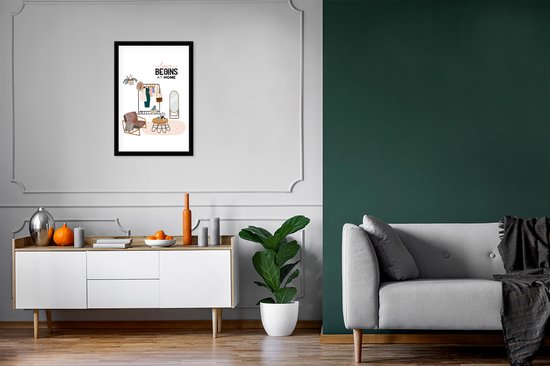 Fotolijst incl. Poster - 'Love begins at home' - Spreuken - Quotes - 40x60 cm - Posterlijst