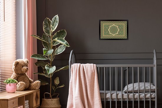 Cadre photo avec affiche - Tapis persan - Tapis - Mandala - Vert - 30x20 cm - Cadre pour affiche