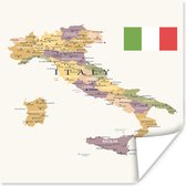 Poster Kaart van Italië - 30x30 cm