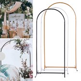 Bruiloft Decoratie - Stage Party Verjaardag Achtergrond Frame - Bruiloft Smeedijzeren Bloem Frame - Metalen Bloem Boog - 1.8m - Goud