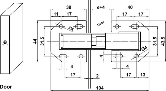 AMIG Kastscharnier Meubelscharnier met veer 100mm – 2 stuks – Easy-ON - Vernikkeld Staal – 90 graden – inkl. Schroeven - AMIG