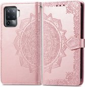 iMoshion Hoesje Geschikt voor Oppo A94 (5G) Hoesje Met Pasjeshouder - iMoshion Mandala Bookcase - Rosé Goud