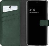 Selencia Hoesje Geschikt voor Samsung Galaxy A32 (5G) Hoesje Met Pasjeshouder - Selencia Echt Lederen Bookcase - Groen