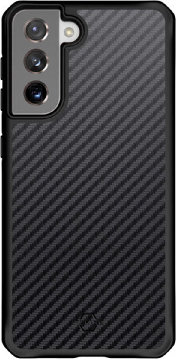 Itskins Hybrid Carbon Backcover Samsung Galaxy S21 hoesje - Zwart
