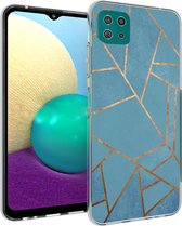 iMoshion Design voor de Samsung Galaxy A22 (5G) hoesje - Grafisch Koper - Blauw / Goud