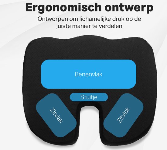 Drukverlagend Zitkussen - Traagschuim Zitkussen - Decubitus Kussen stuit
