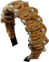Jessidress® Luxe Diadeem Chique Dames Haar Diadeem van velours met vaste knot Velvet Haarband - Geel
