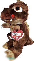 Dinosaurus Pluche Knuffel (Bruin/Goud) 32 cm | Dino Plush Toy | Dinosaurus Dragon Peluche Knuffel | Dieren knuffel voor kinderen | Draak Knuffel 32cm