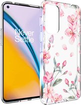 iMoshion Hoesje Siliconen Geschikt voor OnePlus Nord 2 - iMoshion Design hoesje - Roze / Transparant / Blossom Watercolor