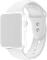 By Qubix Siliconen sportbandje - Wit - Dubbele druksluiting - Geschikt voor Apple Watch 38mm - 40mm - 41mm - Compatible Apple watch bandje -