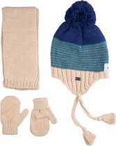 Kitti 3-Delig Winter Set | Muts (Beanie) met Fleecevoering - Sjaal - Handschoenen | 1-4 Jaar Jongens | Stijl-01 (K2160-11)