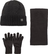 SUYUTTI Heren 3-Delig Winter Set | Muts met Fleecevoering - Sjaal - Handschoenen | Eenvoudige Elegantie-04 (K2203-01)