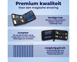 VoordeelShop Professionele Schets Potloden Set 33-Delig - Teken Potloden - Accessoires – Tekenen met Houtskool & Grafiet - Etui - Teken Set -…