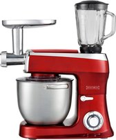 Royalty Line® PKM2100BG Keukenmachine - Keukenrobot - 2100W - Foodprocessor met Blender en Vleesmolen - Mengkom 7.5 Liter - Rood