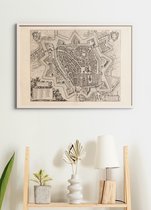 Poster In Witte Lijst - Historische Oude Kaart Zwolle - 1652 - Large 50x70 - Antieke Plattegrond