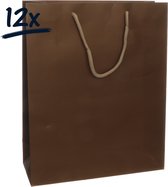 12st. stevige draagtassen papier (26x32x10)cm | zak | cadeautasje | gift bag | verpakking | satijnen lint handvat