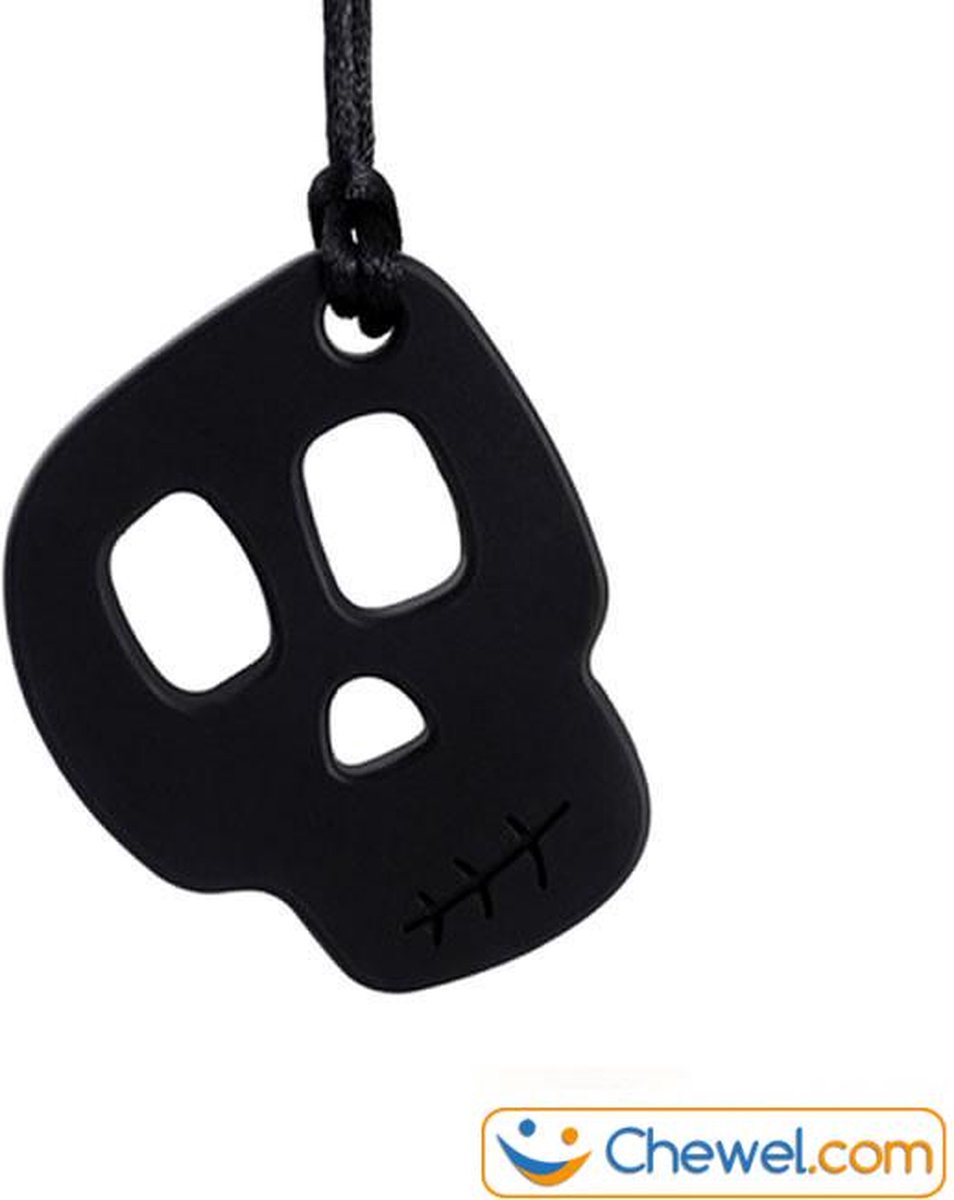 Bijtketting kauwketting | Skelet Schedel Skull Ketting | Zwart | Chewel ®