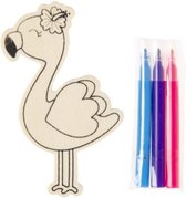 Kleur je eigen houten Flamingo