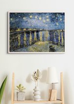 Poster In Witte Lijst - Sterrennacht boven de Rhône – van Gogh – Large 50x70 cm – ‘Starry night’