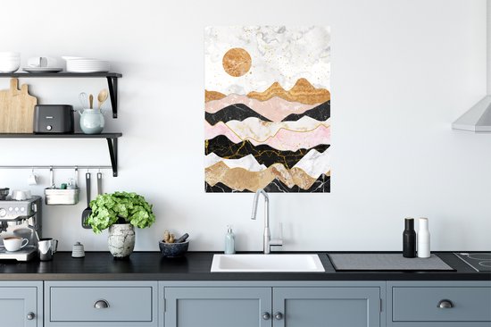 Affiche Pastel - Marbre - Or - 60x80 cm