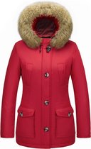 Milano Tesoro 64s Rood Winterjas Capuchon - kunstbontkraag Maat S