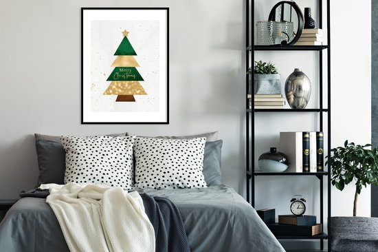 Cadre photo avec affiche - Sapin de Noël - Énonciations - Joyeux Noël - Citations - Noël - 60x80 cm - Cadre pour affiche - Décorations de Noël de Noël pour l'intérieur - Noël