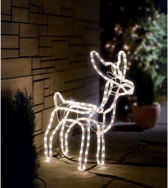 AG Kerstverlichting buiten en binnen - Rendier - 63cm hoog - 3D figuur - energiezuinig - kerst -spatwaterdicht - met timer - wit warmlicht
