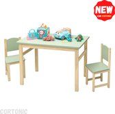 Cortonic Kindertafel 2 Stoelen - Activiteiten Tafel - Speeltafel voor Kinderen - Kindertafel voor Baby’s & Peuters - Kindereethoek - Kinderbureau - Kindertafel en Stoeltjes - Groen
