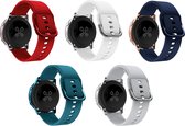 Smartwatch bandjes - 5 pack - Geschikt voor Samsung Galaxy Watch 5 (incl. Pro) en Galaxy Watch 4, Watch 3 41mm, Active 2, 20mm horlogebandje - Siliconen - Fungus - Rood Wit Blauw G