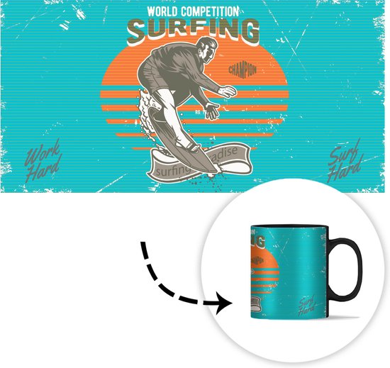 Magic Mug - Photo Heat Mug - Vintage - Surf - Planche de surf - 350 ML