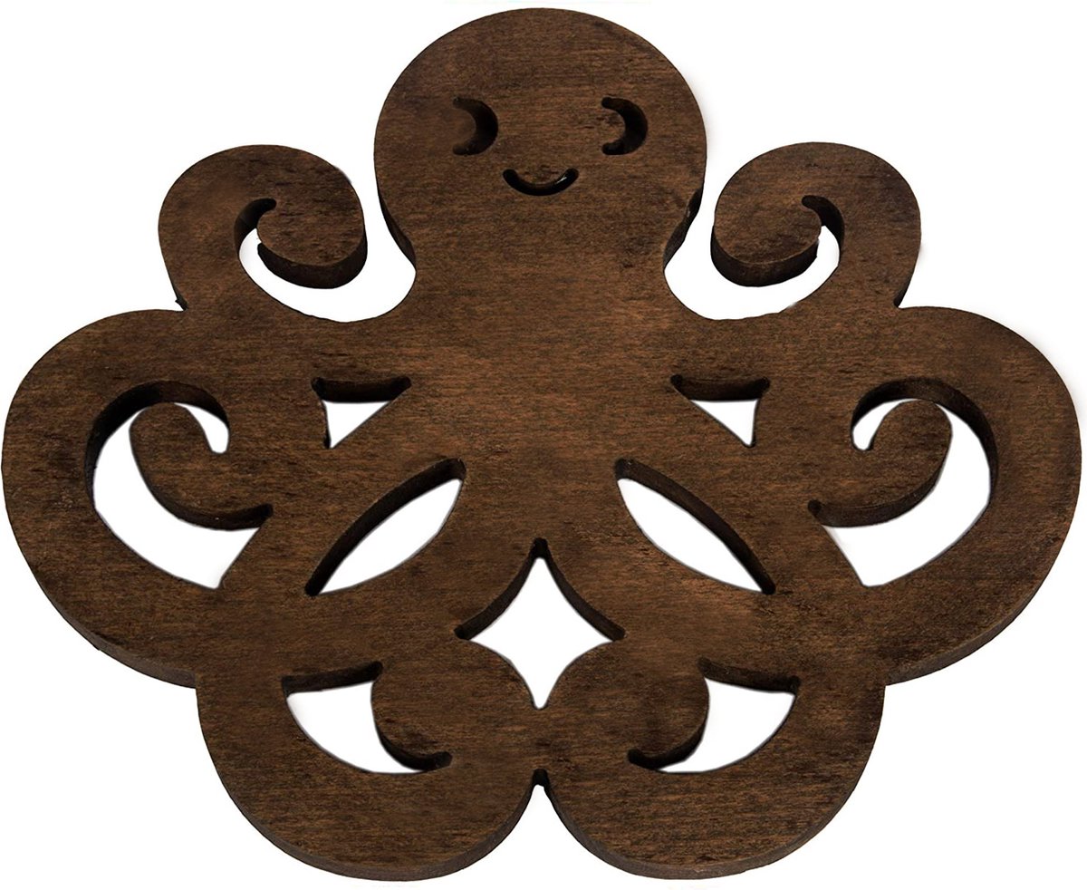 Joy Kitchen houten pannenonderzetter octopus | onderzetters pannen | pannenonderzetter hittebestendig | werkbladbeschermer | onderzetters hout | pannenset onderzetters | pannenbeschermer | onderlegger | octopussen - Joy Kitchen