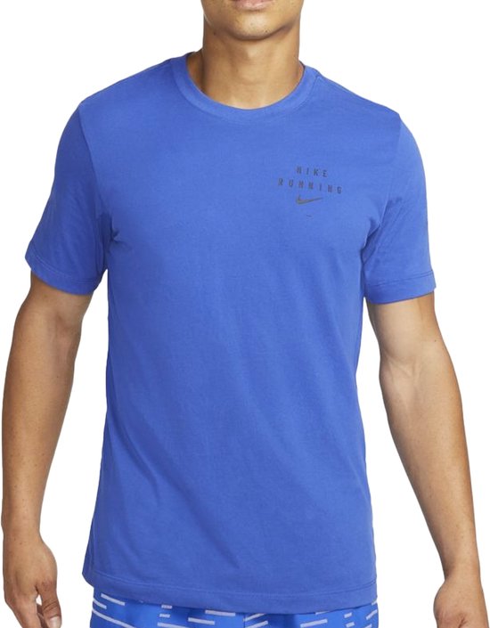 Nike Dri-FIT Run Shirt Sportshirt - Maat M - Mannen - blauw bol.com