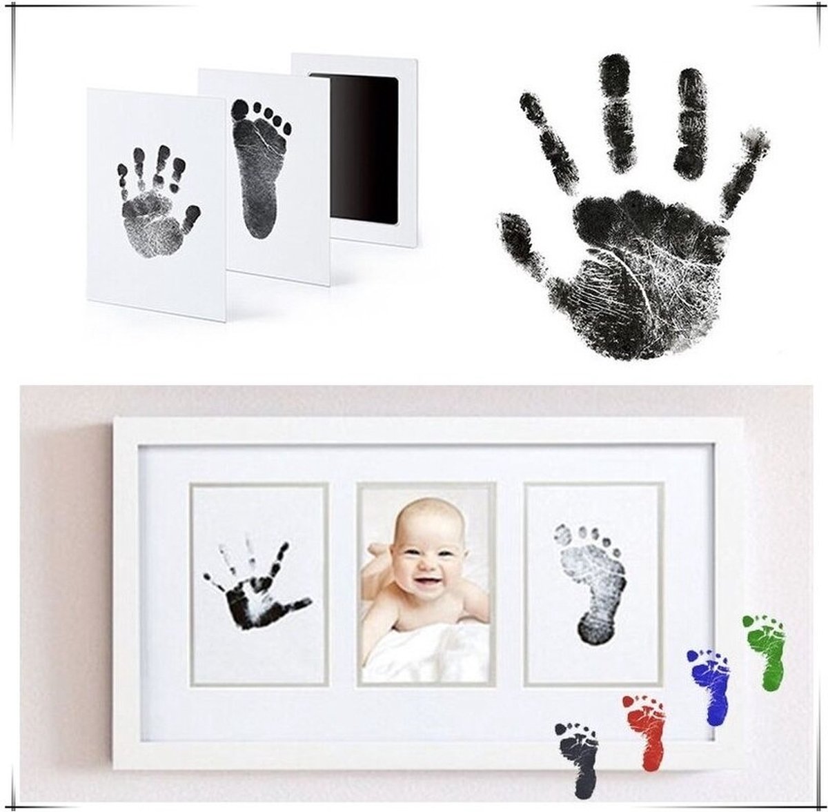 Baby cadeau - Kraam Cadeau - Baby voetafdruk - Inkt Voetafdruk Baby - Afdruk Baby Voet En Hand