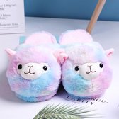 Regenboog Alpaca Sloffen - Zachte Kawaii Pantoffels