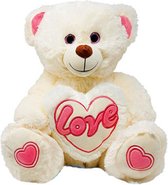 Teddybeer Snoezel (Bruin) met Hart "I Love You" 22 cm [valentijn cadeautje voor hem haar – valentijnsdag decoratie cadeau man vrouw - i love you teddybeer knuffelbeer – rozen beer