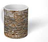 Mok - vintage stenen muur met dakpannen - 350 ML - Beker