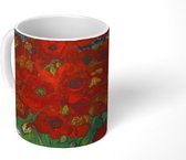 Mok - Koffiemok - Vaas met rode papavers en madeliefjes - Vincent van Gogh - Mokken - 350 ML - Beker - Koffiemokken - Theemok
