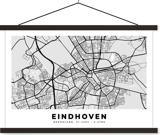 Affiche scolaire - Carte - Eindhoven - Pays- Nederland - 150x100 cm - Lattes noires