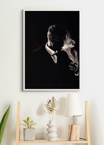 Poster In Witte Lijst - Thomas Shelby - Peaky Blinders - Large 70x50 - Wanddecoratie - Wissellijst