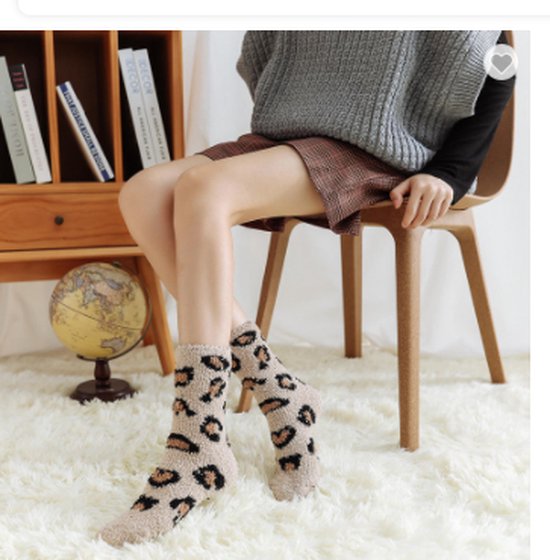 Fluffy sokken dames - huissokken - bruin - gestipt - panter print - maat 36-40 - extra zacht - cadeau - voor haar - Valentijn