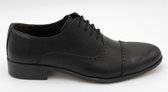Heren schoenen- Nette schoenen- Veterschoenen 5100- Echt leer- Zwart- Maat 43