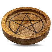 Mango Wood Crystal Grid lade Pentagram 15 cm