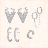Jobo By JET - gift set - Zilveren oorbellen set - Ear cuff - Diamantjes Zilver- Sieraden - Accessiores - Dames geschenk set