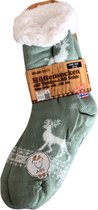 Hüttesock - Happy dames huissokken - Kerstsokken - Extra warm en zacht - ABS en anti slip - Walking Deer - Groen