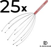 R-designs - Scalp Massager - Massage Apparaat - Hoofdmassage - Hoofdmassagespin - RVS - Rood - 25 Stuks