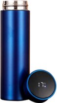Slimme Thermo Drinkfles Blauw | Temperatuur meter | RVS Dubbel geïsoleerd | 500 ML | Inclusief filter voor thee of andere smaken | Compact en handig mee te nemen!