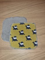 Toetenvegers/billendoekjes - set van 2 stuks - walrusmotief - grijs - 20 x 20 cm - herbruikbaar