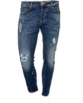 Heren jeans blauw denim - met spetter en scheuren - 14038 - maat 31