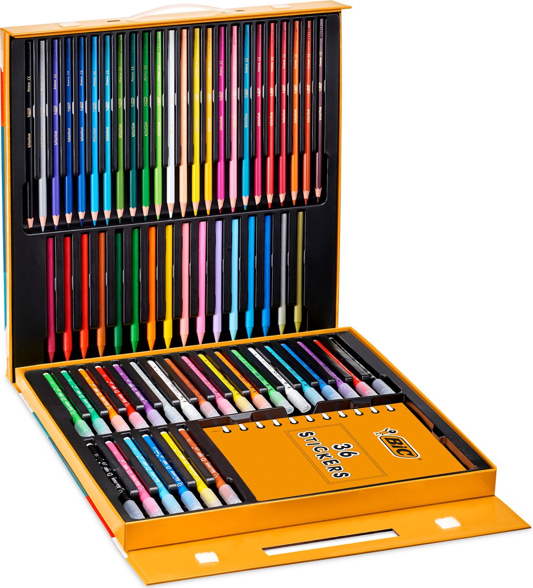BIC Kids Activity Case - 24 Kleurpotloden /24 Viltstiften /16 Krijtjes/36 Kleurstickers